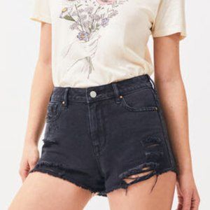 Pacsun Ripped Black High Rise Denim Festival Short